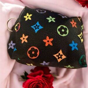 Multicolor Patterned charm bag coin bag key chain